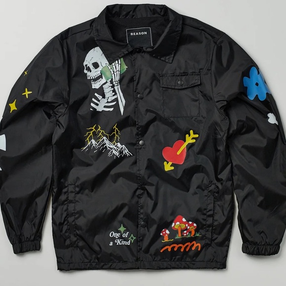 Black Grafitti Stadium Jacket- Size XL - Picture 2 of 11